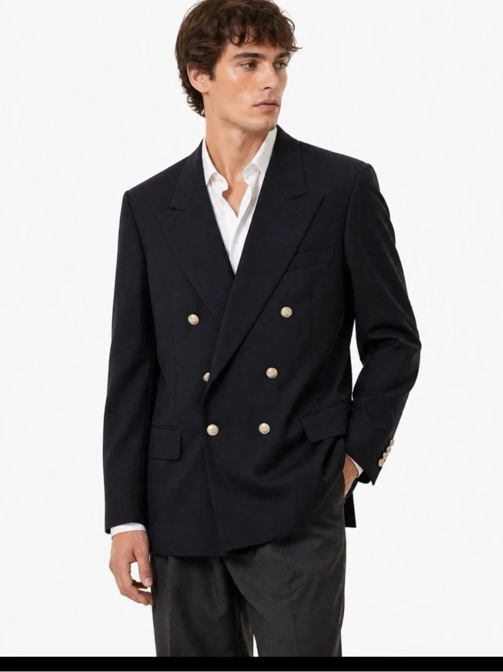 BURBERRYS Prorsum Black Logo Button Double Breasted Blazer Coat Jacket $900